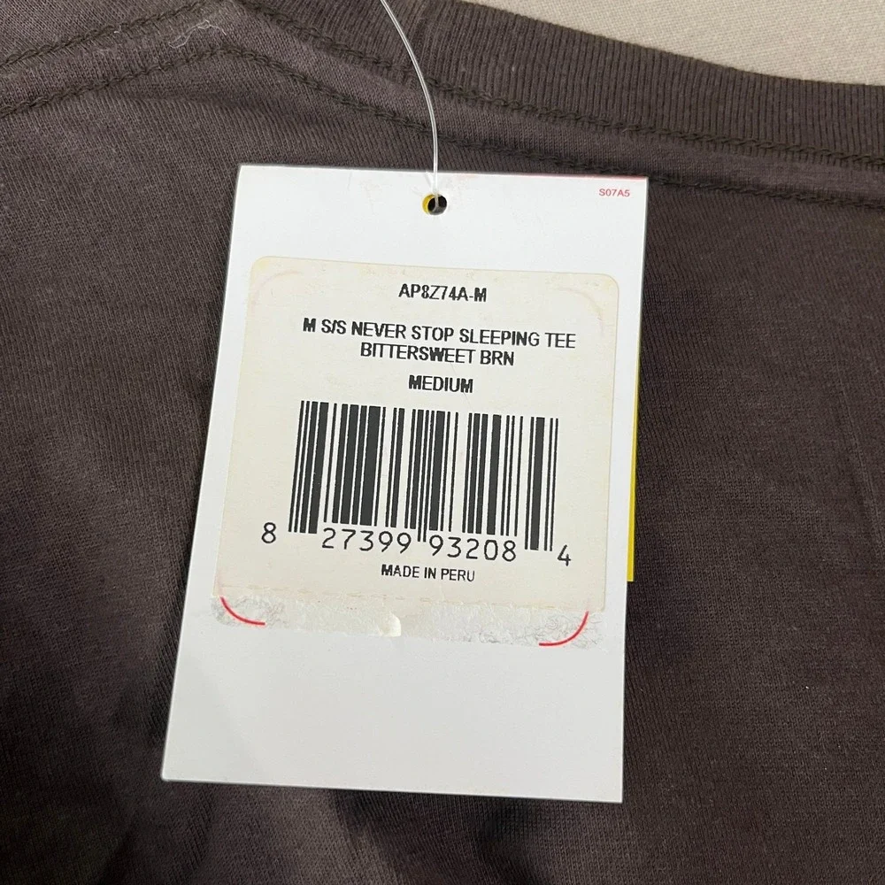 The North Face Never‎ Stop Sleeping T Shirt Men M Bittersweet Brown Outdoor NEW